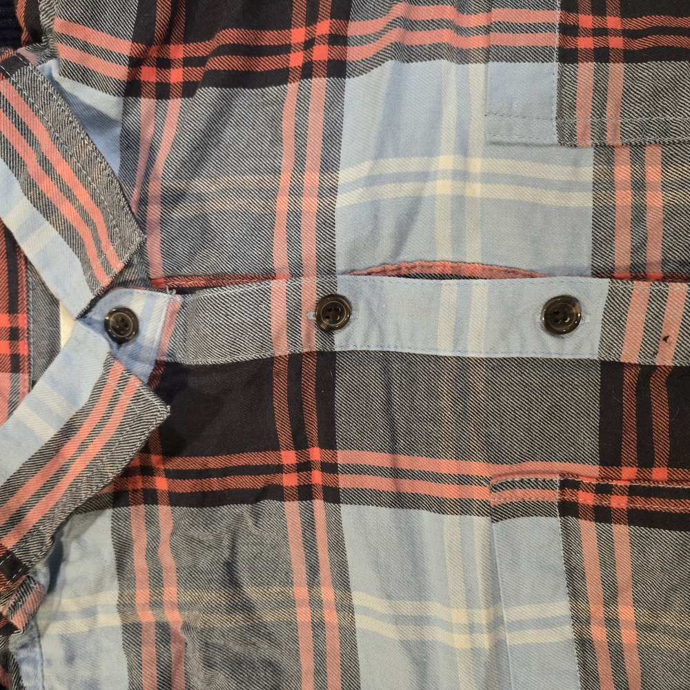 Old Navy Women's Blue and Red Plaid Button Down Shirt